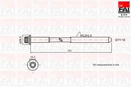 RENAULT К-кт болтов головки блока Nissan,Opel Vivaro,Movano,Master II, Trafic II FAI B896