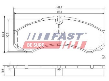 Колодки ручного (стоячого) гальма fast FT29121