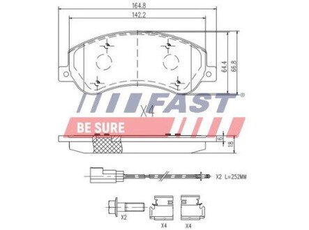 Передні тормозні (гальмівні) колодки fast FT29522 на Форд Транзит 6