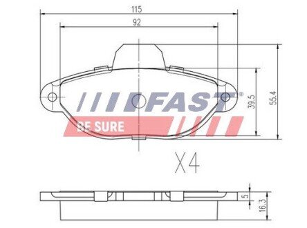 Передні тормозні (гальмівні) колодки fast FT29005