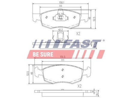 Передние тормозные колодки fast FT29102