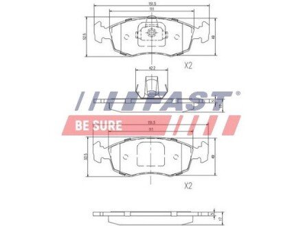 Передние тормозные колодки fast FT29122 на Фиат Пунто 2