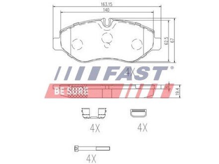 Передні тормозні (гальмівні) колодки fast FT29135 на Iveco Daily 3