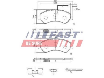 Передні тормозні (гальмівні) колодки fast FT29158 на Фиат Дукато 250