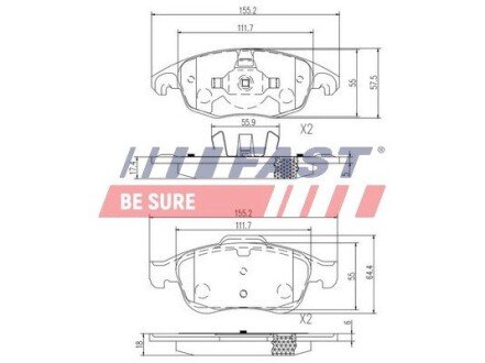 Передні тормозні (гальмівні) колодки fast FT29514 на Ситроен С4