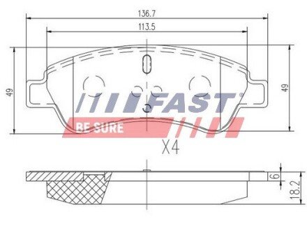 Колодки ручного (стоячого) гальма fast FT29519 на Пежо 307