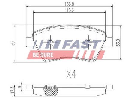 Передні тормозні (гальмівні) колодки fast FT29531 на Рено Кенго 1