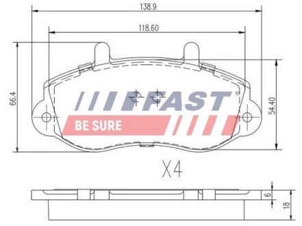 Передні тормозні (гальмівні) колодки fast FT29539