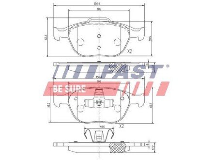 Передні тормозні (гальмівні) колодки fast FT29546 на Форд Фьюжн