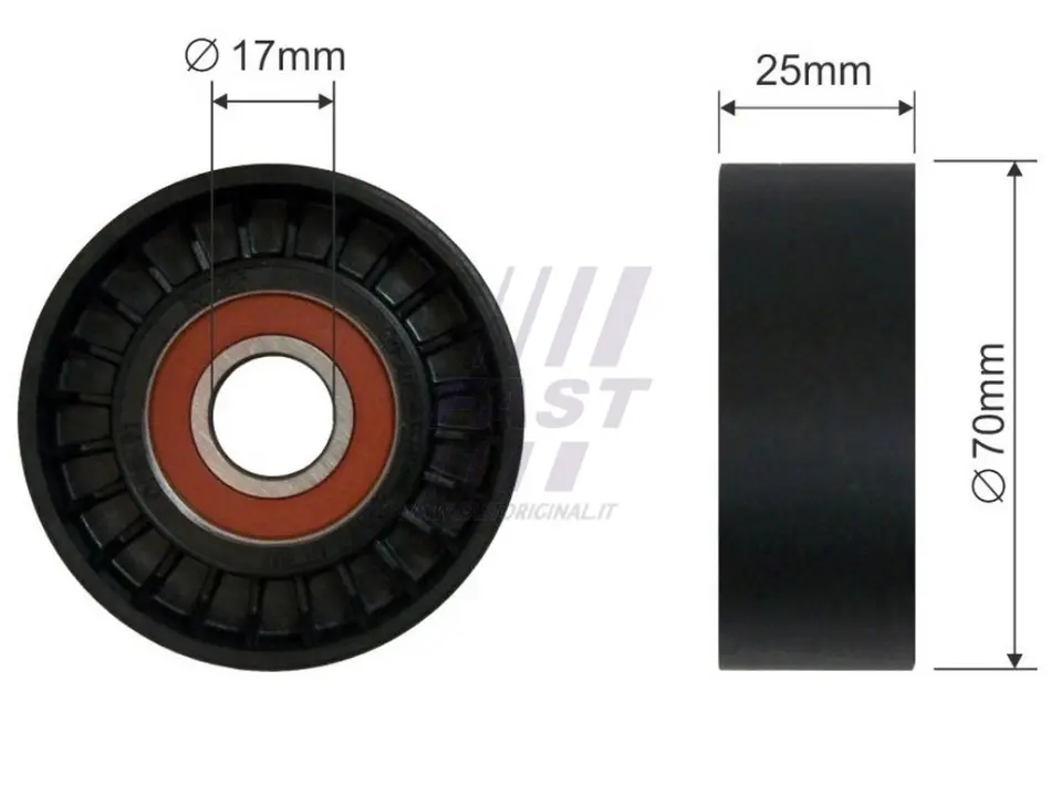 Ролик ГРМ натяжний FIAT Ducato 06-14, Ducato 14-; PEUGEOT Boxer 06-14; CITROEN Jumper 06-14; IVECO Daily E5 11-14, Daily E4 06-11, Daily E3 99-06 fast FT44551