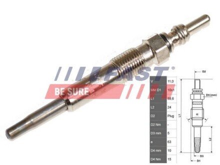 Свічка накалу fast FT82726