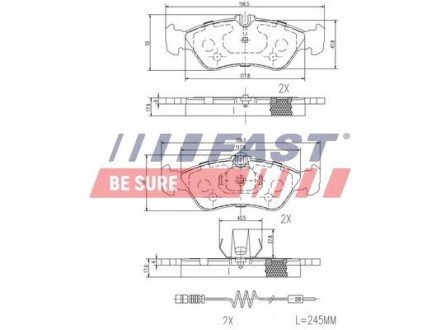 Задние тормозные колодки fast FT29018 на Мерседес Sprinter w901/w905