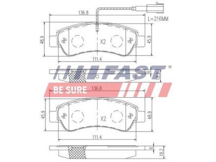 Задні тормозні (гальмівні) колодки fast FT29098 на Ситроен Джампер