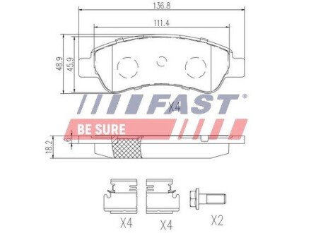 Задние тормозные колодки fast FT29131