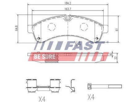 Задні тормозні (гальмівні) колодки fast FT29153