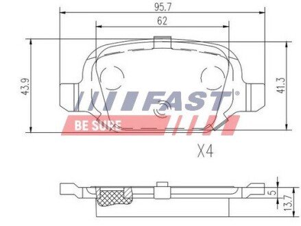 Задні тормозні (гальмівні) колодки fast FT29162