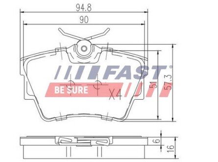 Задние тормозные колодки fast FT29513