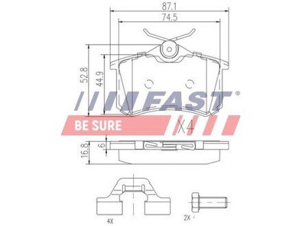 Задні тормозні (гальмівні) колодки fast FT29520 на Шкода Октавия тур