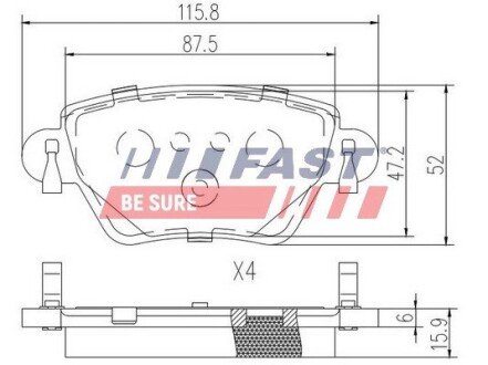 Задние тормозные колодки fast FT29533