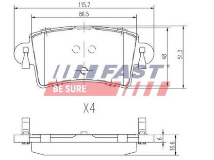 Задние тормозные колодки fast FT29541