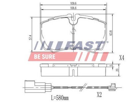 Задние тормозные колодки fast FT29544 на Форд Транзит 6