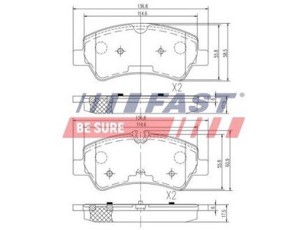 Задні тормозні (гальмівні) колодки fast FT29545 на Форд Кастом