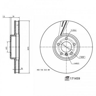 FEBI диск торм. пер. лев. BMW 7 12- febі Bilstein 171459