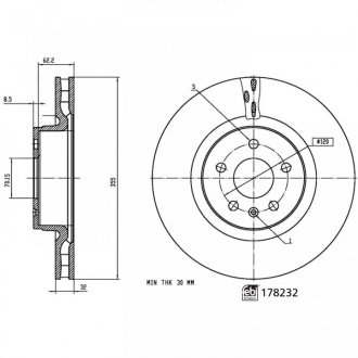 FEBI гальм. диск передн. TESLA febі Bilstein 178232 на Rover Montego