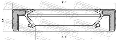 САЛЬНИК КП 51.8X73.3X8.1X8.1,VW, SKODA, SEAT, KIA, HYUNDAI, AUDI febest 95GAY53730808C