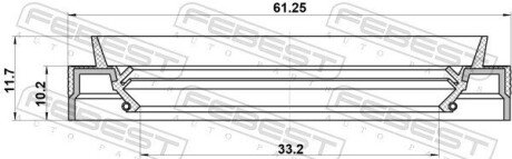 САЛЬНИК ПРИВОДУ 33.2X61.25X10.2X11.7, MERCURY, LINCOLN, FORD febest 95JES35611012C