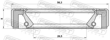 Сальник приводу (диференціал) 26.5x56.3x8x8 DUSTER 1.2-1.6 10- febest 95GBY28560808R