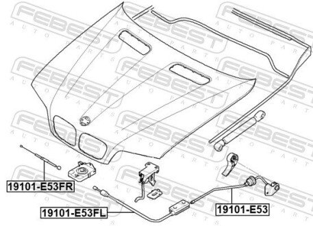 Трос приводу відкривання замку капота febest 19101E53FL