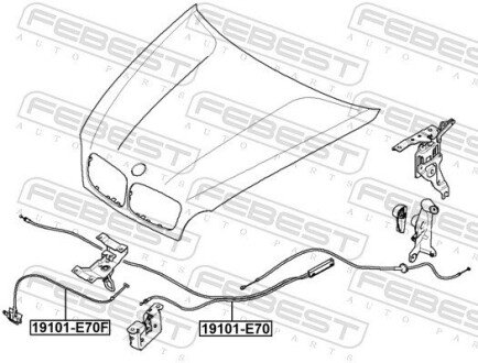 Трос приводу відкривання замку капота febest 19101E70F