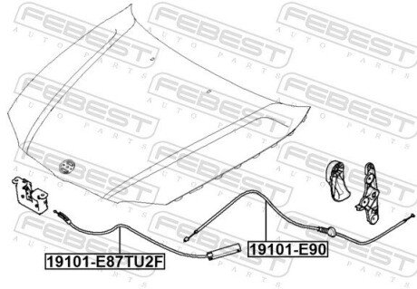 Трос приводу відкривання замку капота febest 19101E87TU2F