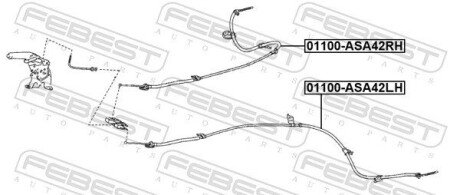 Трос ручного гальма лівий febest 01100ASA42LH