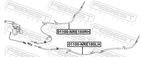 Трос ручного гальма лівий febest 01100NRE180LH