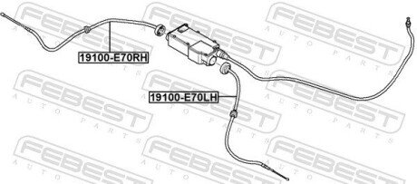 Трос ручного гальма правий febest 19100E70RH