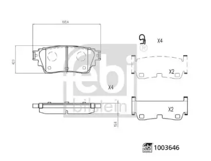 Комплект гальмівних колодок задн, NISSAN ARIYA, ROGUE, X-TRAIL IV 1.5H/Electric 07.20- Febі Bilstein 1003646