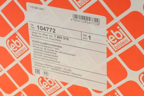 Розширювальний бак охолодження febі Bilstein 104772