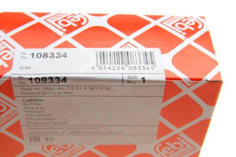 FEBI BMW Фильтр воздушный Mini febі Bilstein 108334
