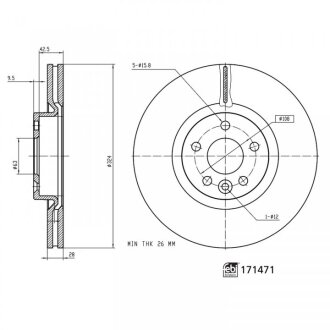FEBI VOLVO Гальмівний диск передн. XC60 I febі Bilstein 171471