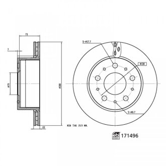 FEBI CITROEN диск гальмівний задн. JUMPER 16- febі Bilstein 171496