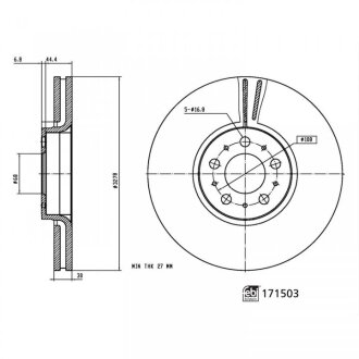 FEBI диск гальмівний передній VOLVO XC90 I 2.4D-4.4 10.02-12.14 febі Bilstein 171503