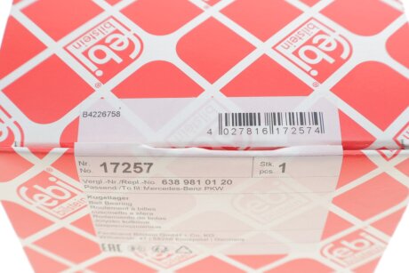 Пiдшипник аморт. перед. MB Vito 638 96-03 febі Bilstein 17257