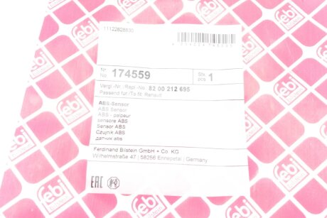 FEBI Датчик частоты вращения колеса RENAULT Kangoo (cargo) febі Bilstein 174559
