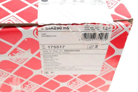 Диск гальмівний(к-т) febі Bilstein 175517