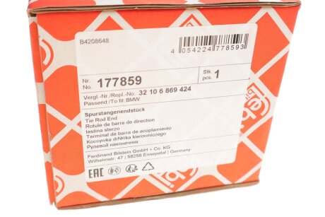 К-т наконечника рульової тяги febі Bilstein 177859