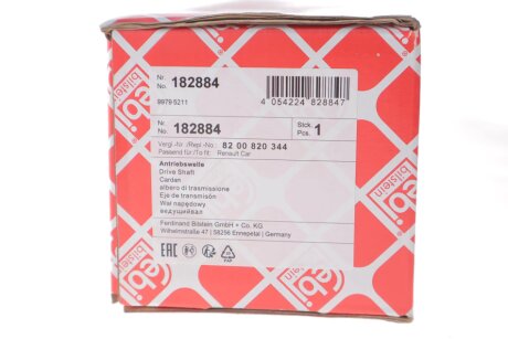 FEBI RENAULT піввісь прав. L=900mm 23/26 зуб. Logan 1.5dCi,MCV,Sandero febі Bilstein 182884