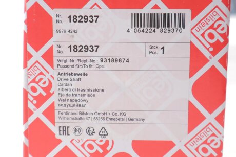 FEBI RENAULT піввісь прав.1117mm 28/39зуб.Master II 2.5/3.0dCi 03- febі Bilstein 182937