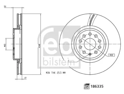 FEBI AUDI Гальм. диск передн. Q4 21-, SKODA, VW febі bilstein 186335